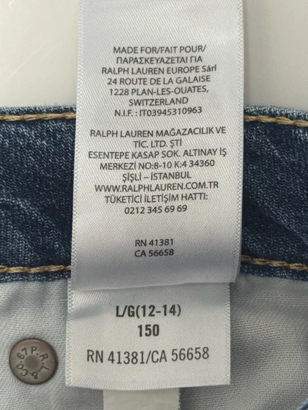 Ralph Lauren Girls Medium Wash Blue Denim Jean Skirt - Sz L